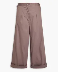 Acne Studios Cropped Hose mit weitem Bein aus Baumwoll-Twill mit Falten Lila