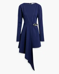 J.W.Anderson Asymmetrisches Minikleid aus Stretch-Cady mit Kettenverzierung Blau