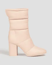 Gianvito Rossi Ankle Boots aus gestepptem Leder mit Shearling-Futter Weiß