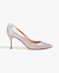 Sergio Rossi Pumps aus Leder mit Glitter-Finish Pink