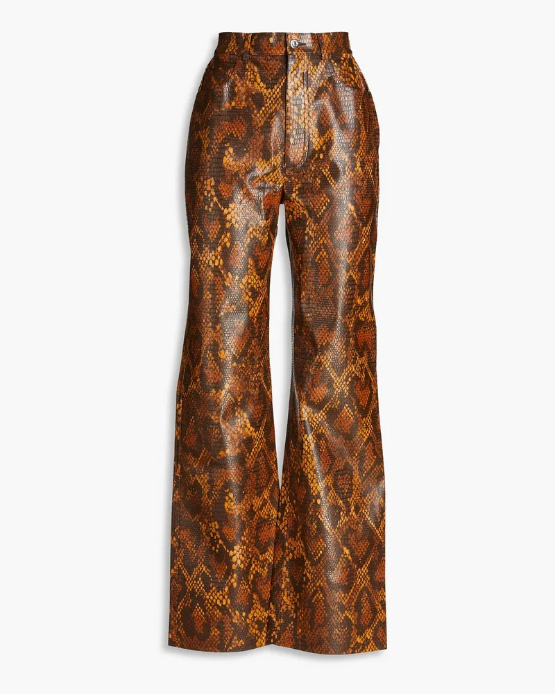 Nanushka Camma Hose mit geradem Bein aus Kunstleder mit Schlangeneffekt Animal-print