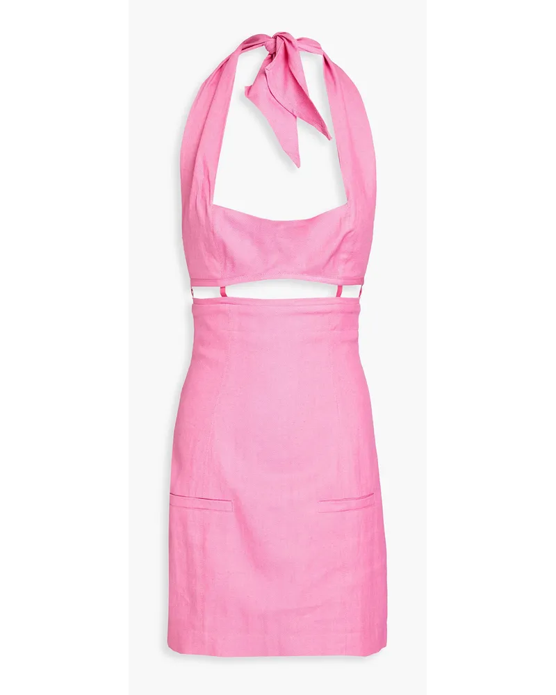 Jacquemus Limao Neckholder-Minikleid aus Twill mit Cut-outs Pink