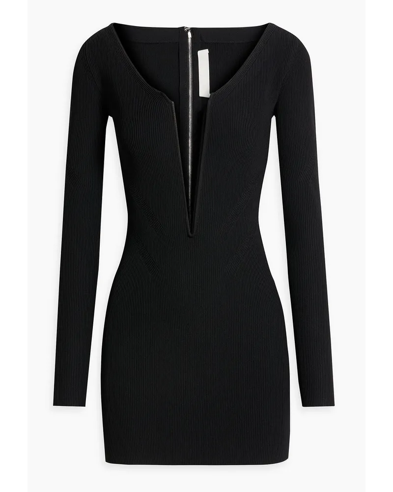 Dion Lee Minikleid aus Rippstrick Schwarz