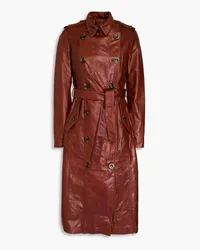 MUUBAA Trenchcoat aus Leder mit Gürtel Braun