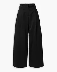 Proenza Schouler Raver Hose mit weitem Bein aus Twill aus einer Baumwollmischung mit Gürtel Schwarz