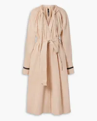 Proenza Schouler Midikleid aus Leder mit Häkeleinsätzen und Bindegürtel Pink