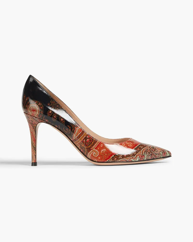 Etro Pumps aus Kunstlackleder mit Paisley-Print Rot