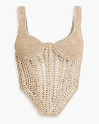 Dion Lee Bustier-Oberteil aus meliertem Häkelstrick Weiß