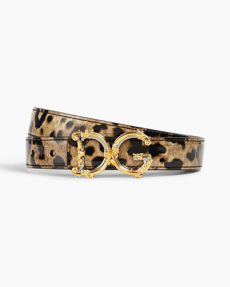 Dolce & Gabbana Gürtel aus Lackleder mit Leopardenprint und Verzierung Animal-print