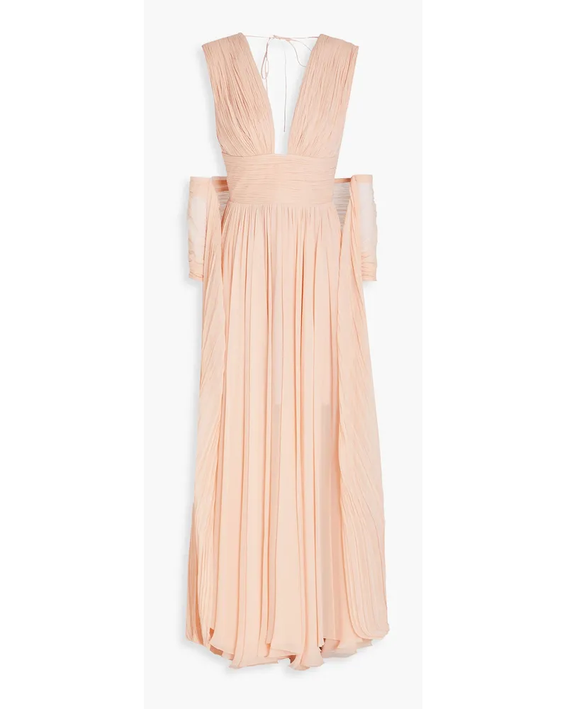 Maria Lucia Hohan Plissierte Robe aus Seiden-Georgette mit Cut-outs Pink