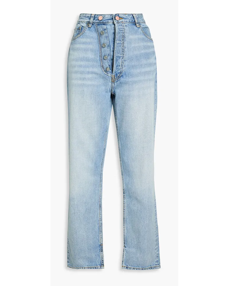 Ganni Hoch sitzende Jeans mit geradem Bein inausgewaschener Optik Blau