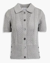 Thom Browne Cardigan aus Baumwolle inPointelle-Strick Grau