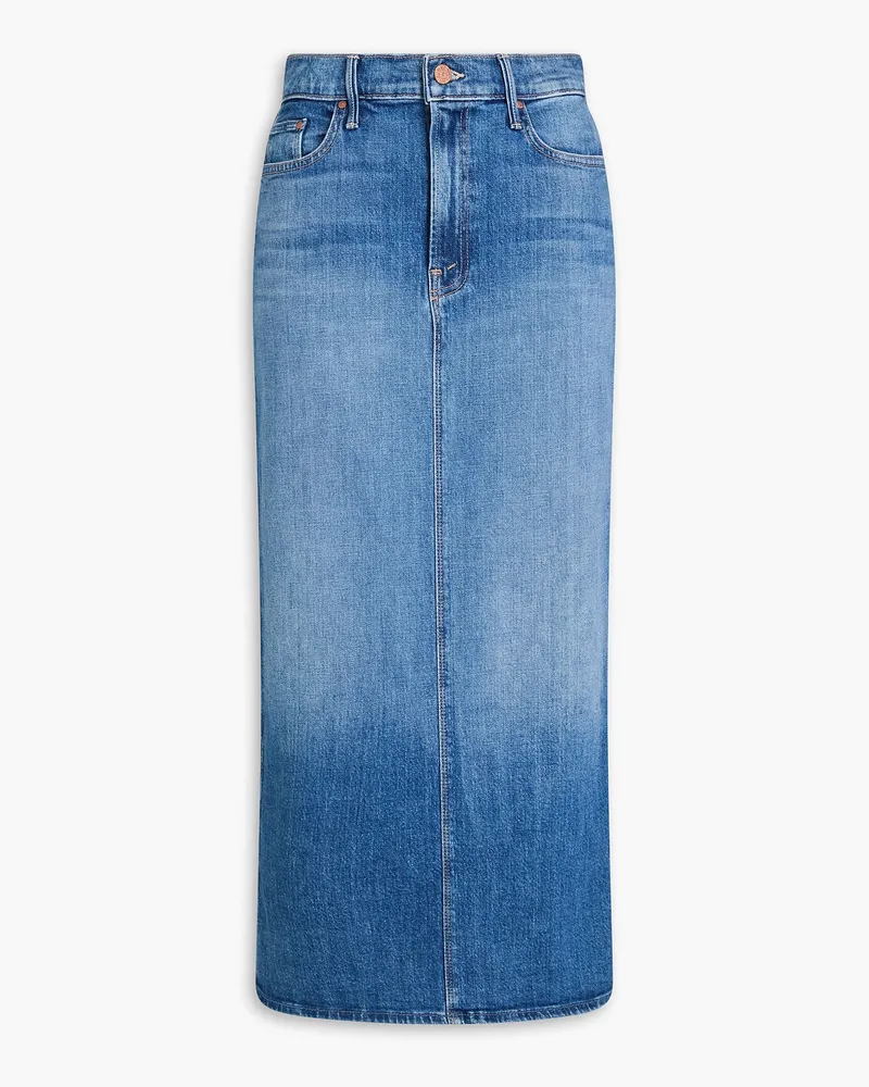 Mother Midirock aus ausgewaschenem Denim Blau