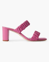 STAUD Frankie Mules aus gerafftem Leder Pink