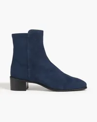 Stuart Weitzman City Block 45 Ankle Boots aus Veloursleder Blau