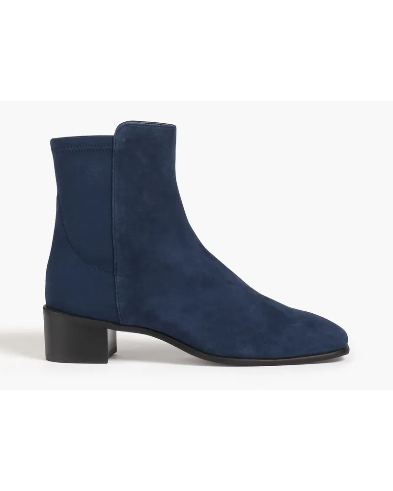 Stuart Weitzman City Block 45 Ankle Boots aus Veloursleder Blau