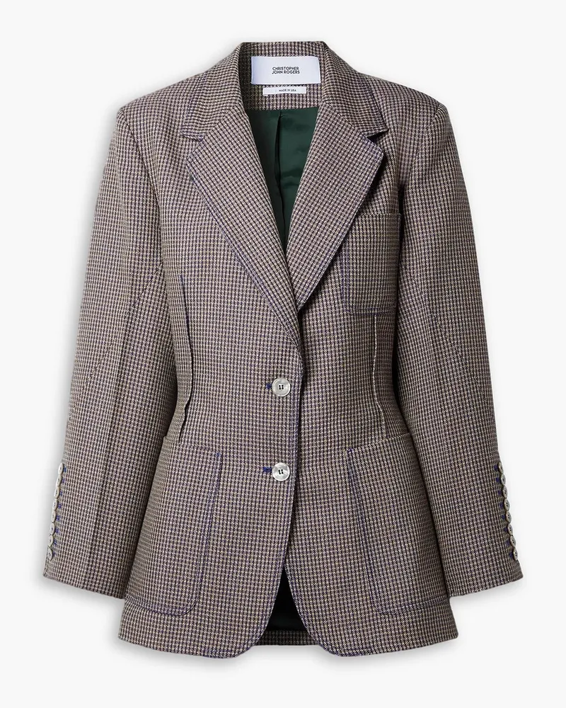 Christopher John Rogers Karierter Blazer aus Webstoff Neutral