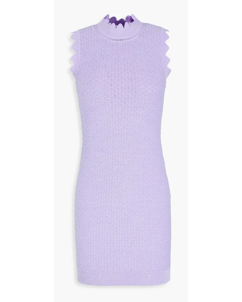 Victoria Beckham Mini-Strickkleid aus einer Baumwollmischung inHäkeloptik Lila