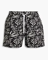 Frescobol Carioca mittellange Badeshorts mit Print Schwarz