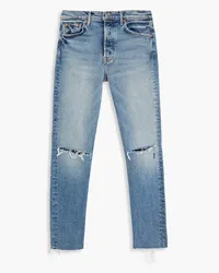 GRLFRND Karolina hoch sitzende Skinny Jeans inDistressed-Optik Blau