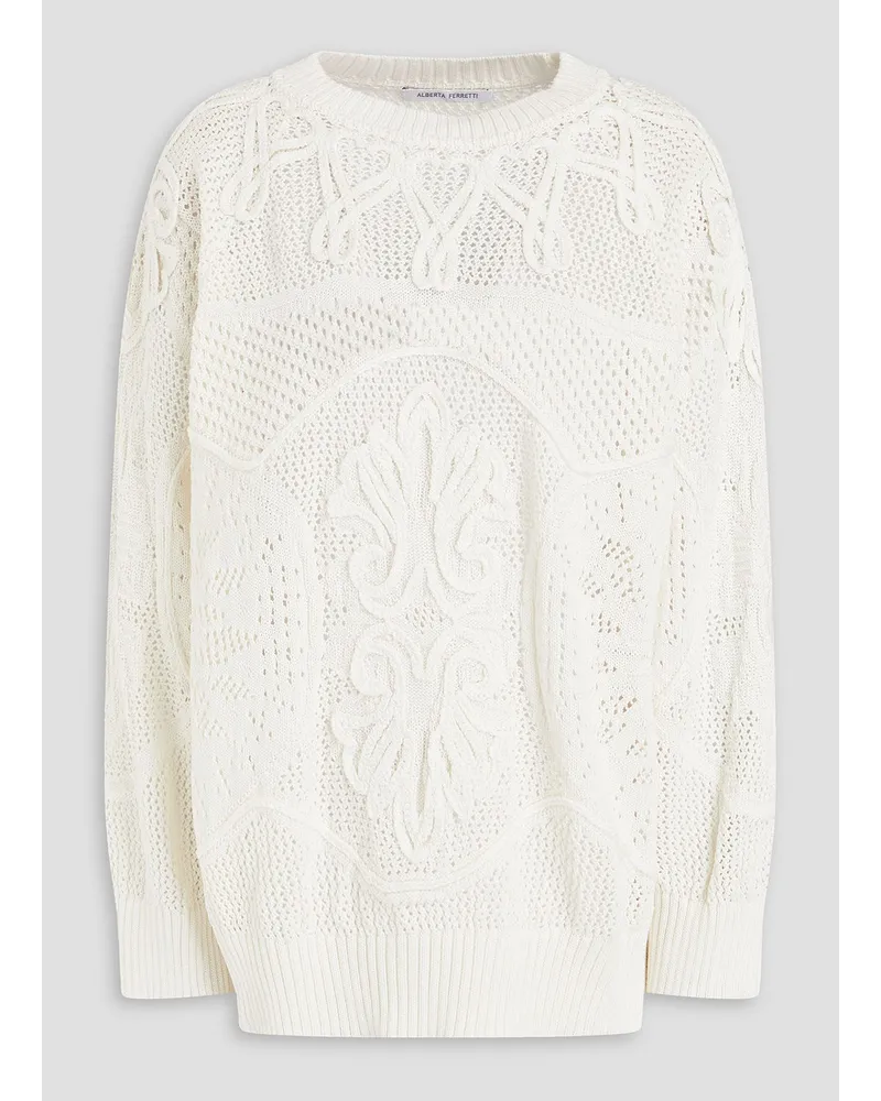 Alberta Ferretti Pullover aus Baumwolle inPointelle-Strick Weiß