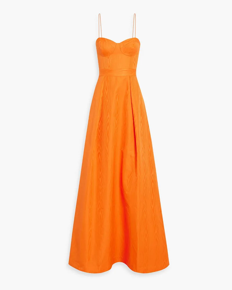 Rebecca Vallance Carmelita Robe aus Moiré mit Falten Orange