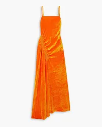 Proenza Schouler Gerafftes Maxikleid aus Samt Orange