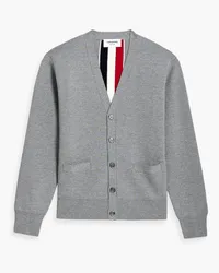 Thom Browne Gestreifter Cardigan aus Merinowolle Grau