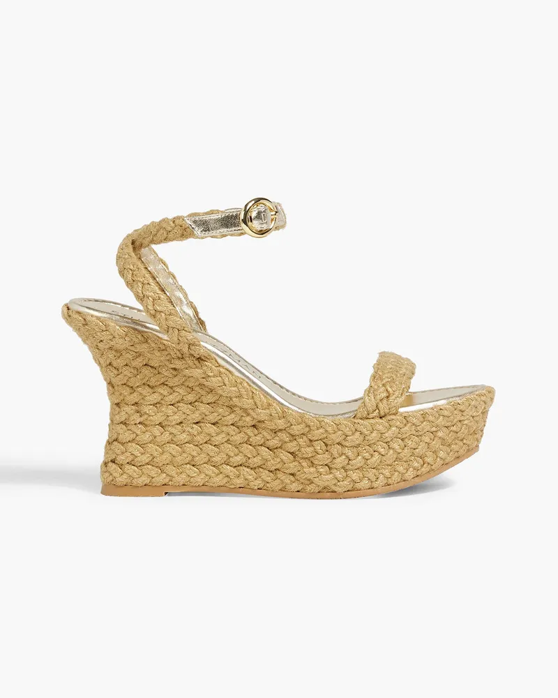 Stuart Weitzman Brada Espadrille-Wedges aus Jute mit Metallic-Effekt Neutral