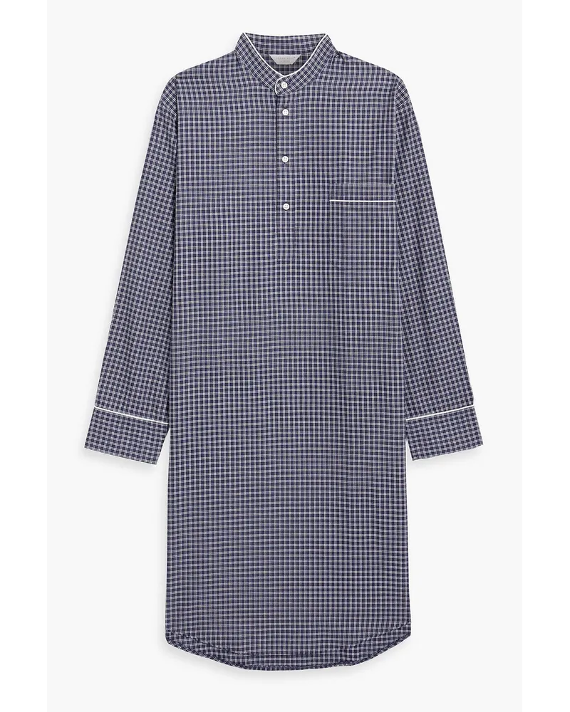 Derek Rose Pyjama-Oberteil aus Baumwoll-Twill mit Karomuster Blau