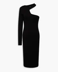 Helmut Lang Kleid aus Stretch-Jersey mit asymmetrischer Schulterpartie und Cut-outs/S Schwarz