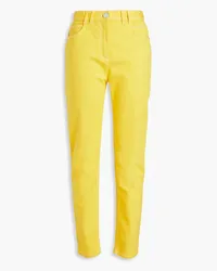 Balmain Hoch sitzende Skinny Jeans mit Stickereien Gelb