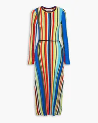 Christopher John Rogers Midikleid aus gestreiftem Rippstrick Bunt