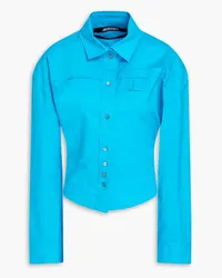 Jacquemus Aqua Hemd aus Baumwollpopeline mit Cut-outs Blau