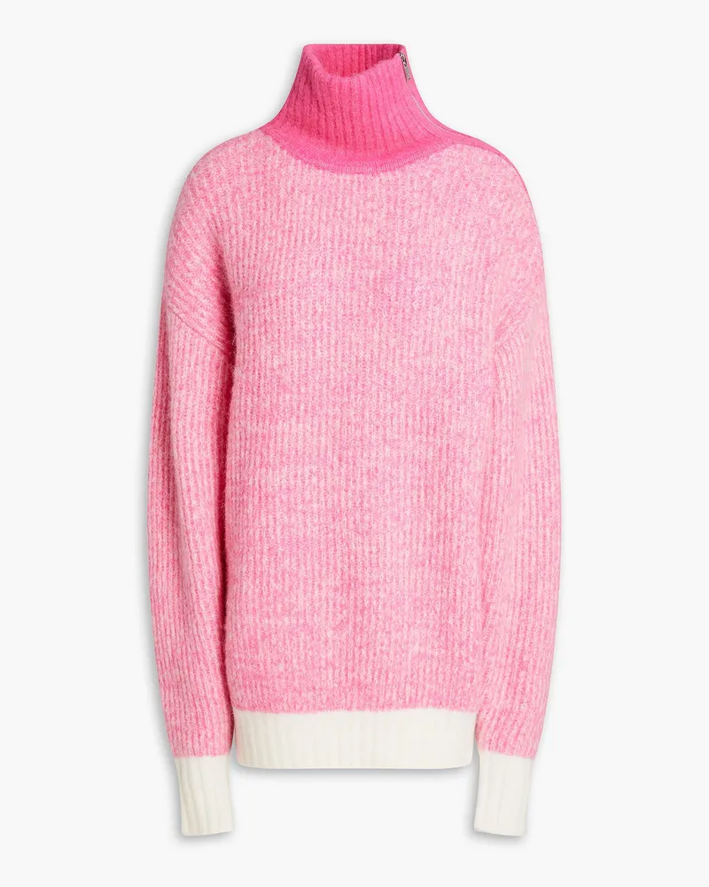 Ganni Melierter Rollkragenpullover aus einer Wollmischung Pink