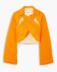 Nanushka Cropped Oberteil aus Baumwoll-Jacquard mit Wickeleffekt Orange