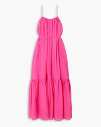 Matteau Gestuftes Maxikleid aus einer Baumwoll-Seidenmischung Pink