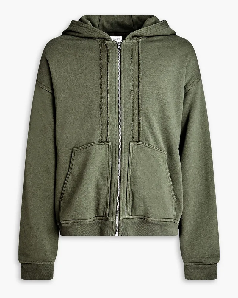 John Elliott + Co Hoodie aus Baumwollfrottee mit Reißverschluss Grün