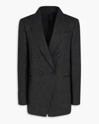 Brunello Cucinelli Doppelreihiger Blazer aus Webstoff Grau