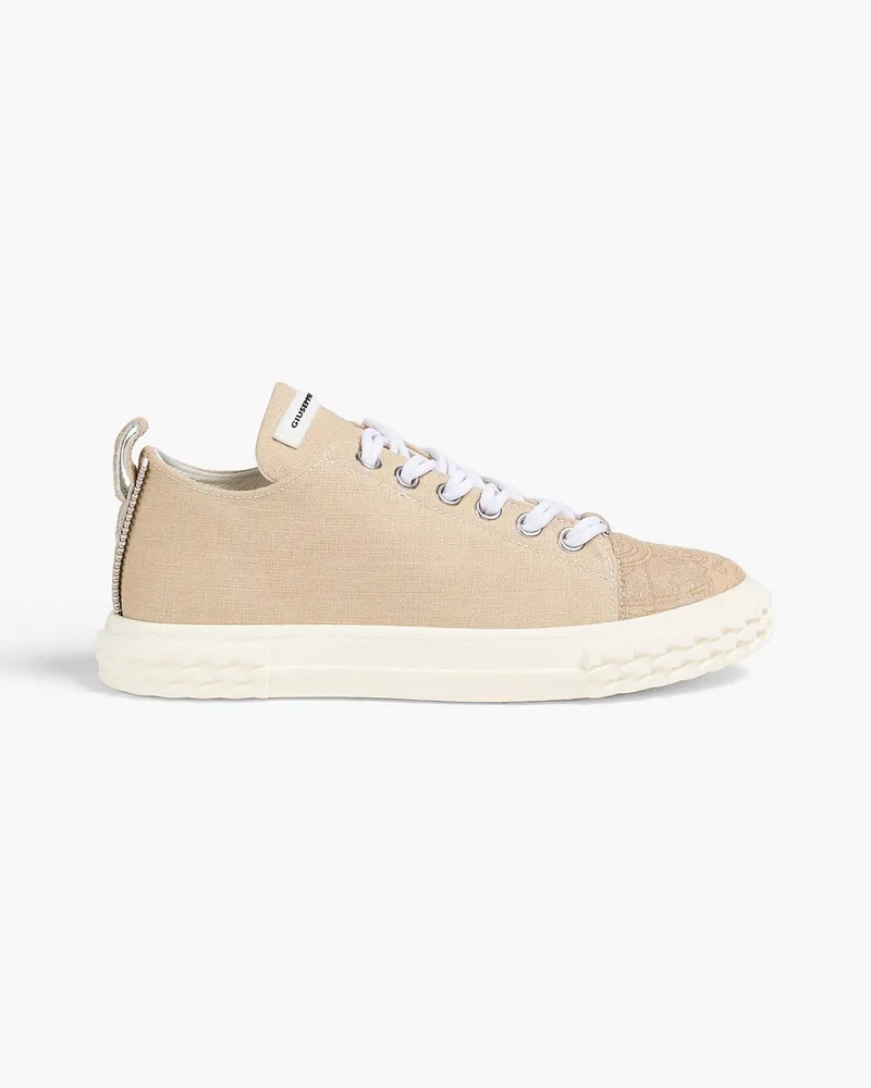 Giuseppe Zanotti Sneakers Aus Metallic Canvas Mit Verzierung Neutral