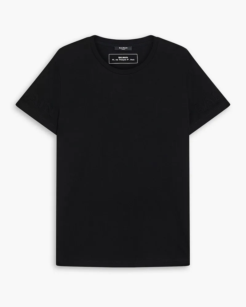 Balmain T-Shirt aus geprägtem Baumwoll-Jersey Schwarz