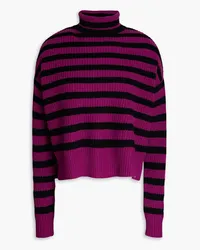 Autumn Cashmere Gestreifter Rollkragenpullover aus Kaschmir Lila