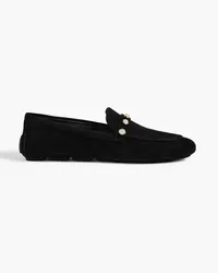 Stuart Weitzman Allpearls Loafers aus Veloursleder mit Verzierung Schwarz