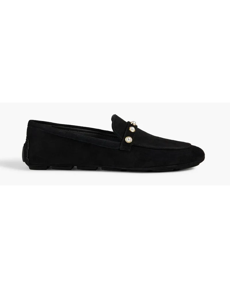 Stuart Weitzman Allpearls Loafers aus Veloursleder mit Verzierung Schwarz