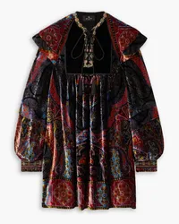 Etro Carl Minikleid aus Devoré-Samt mit Paisley-Print Schwarz