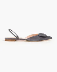 Rupert Sanderson Sabine flache Slingback-Schuhe mit spitzer Kappe aus Veloursleder mit Verzierung Grau