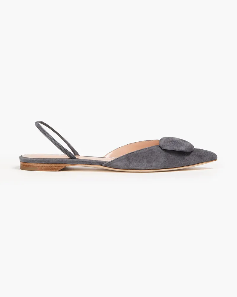 Rupert Sanderson Sabine flache Slingback-Schuhe mit spitzer Kappe aus Veloursleder mit Verzierung Grau