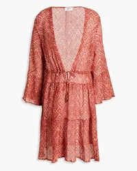 JETS Australia Bonita Kaftan aus Krepon aus einer Baumwoll-Seidenmischung mit Print Rot