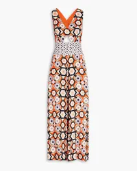 Temperley London Jumpsuit aus Crêpe de Chine aus einer Seidenmischung mit Print und Cut-outs Rot