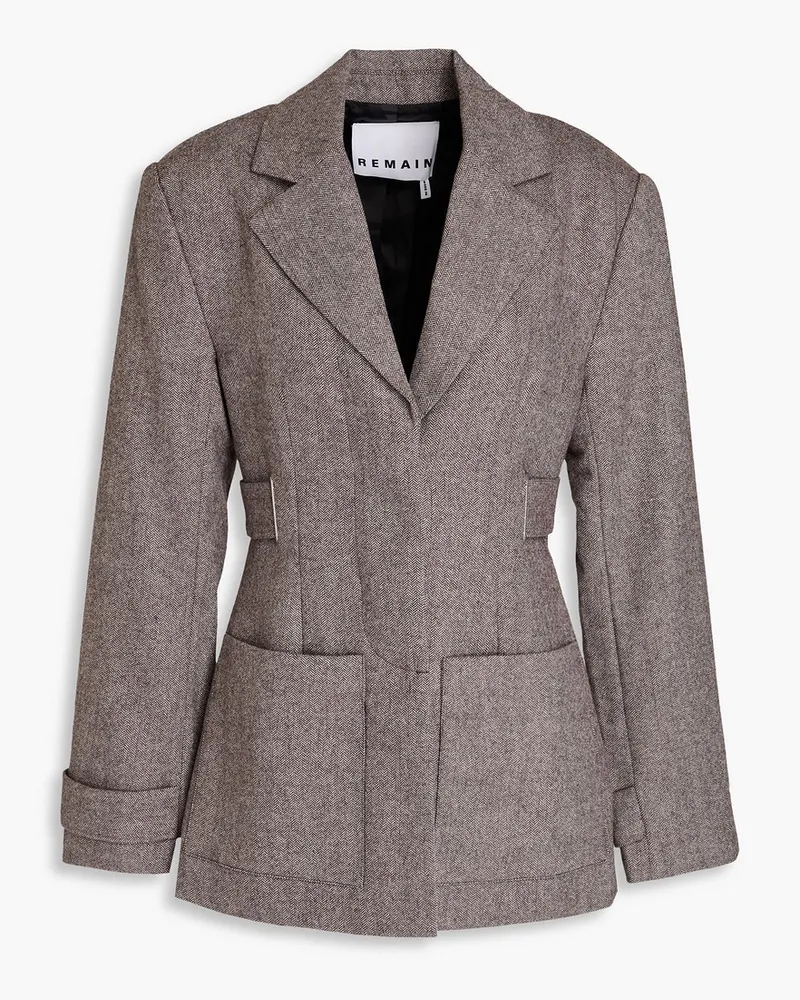 ROTATE Birger Christensen Blazer aus einer Wollmischung mit Fischgratmuster Braun